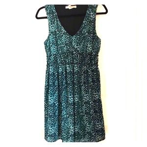 Textured Blue Green Dress with Ruffled Waist